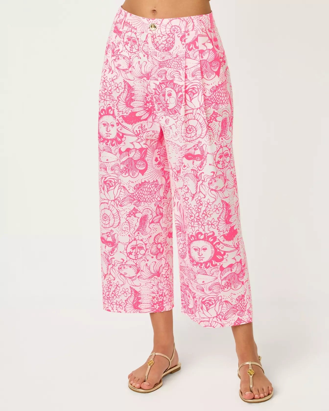 25" Mandalay Wide Leg Crop PantWomen - Bottoms - PantsLILLY PULITZERThe Printed Peach Savannah