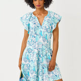 Norella Flutter Sleeve Linen Dress