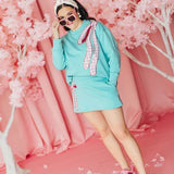 Robin Egg Skirt/Skort with Pink Gingham Bow