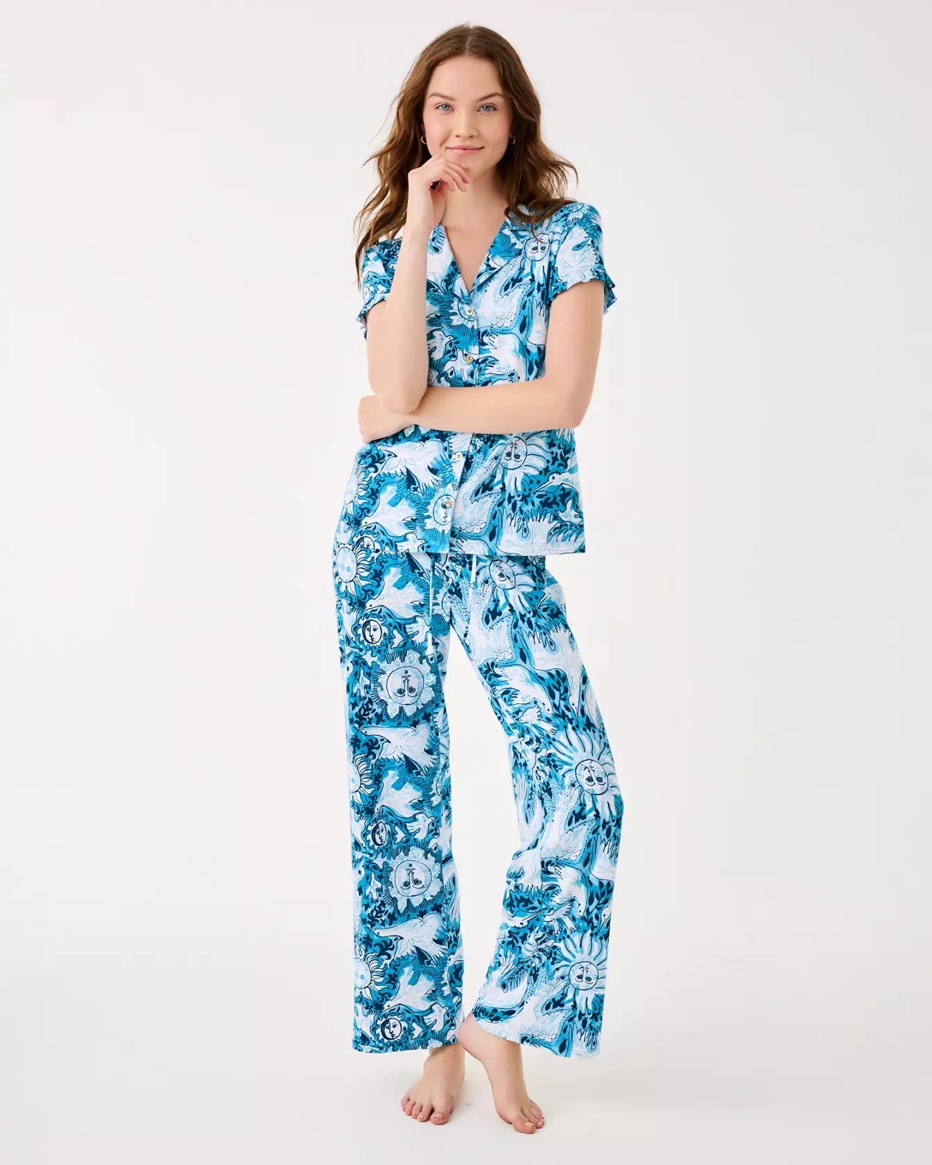 30.5" Pajama Knit PantWomen - Pajama Party - BottomsLILLY PULITZERThe Printed Peach Savannah