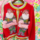 Red Rainbow Santa Button Up Cardigan