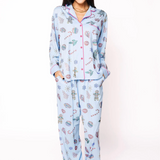 Light Blue Multi Christmas Icon Long Sleeve PJ Top and Pants Set
