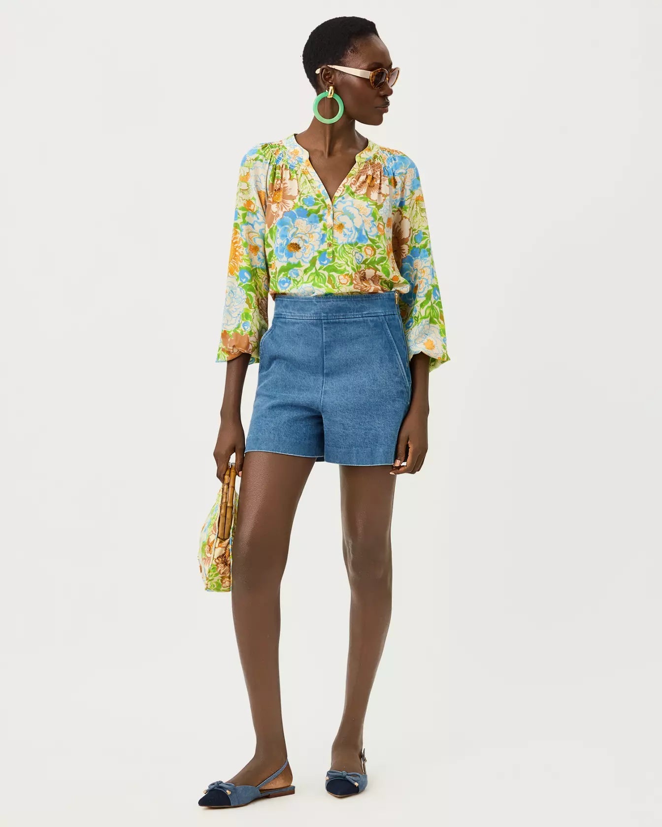 4" Sarissa Stretch Denim ShortLILLY PULITZERThe Printed Peach Savannah