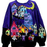Purple Trick Or Treat Halloween Scene Sweatshirt