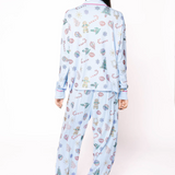 Light Blue Multi Christmas Icon Long Sleeve PJ Top
