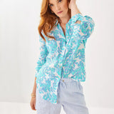 Sea View Linen Button Down Top