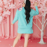 Robin Egg Skirt/Skort with Pink Gingham Bow