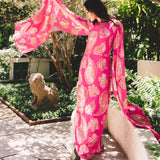 Madelyn Silk Boat Neck Maxi Caftan