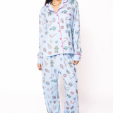 Light Blue Multi Christmas Icon Long Sleeve PJ Top