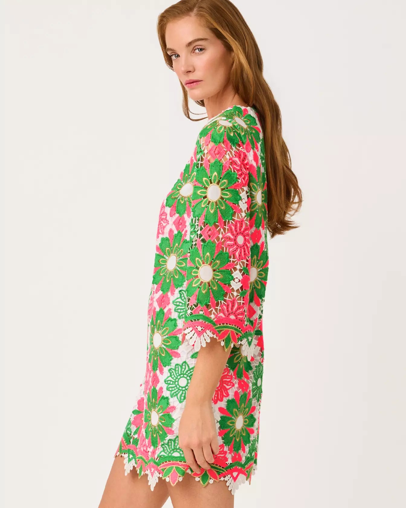Jouri 3/4 Sleeve Lace Dress The Printed Peach Savannah Jouri 3/4 Sleeve Lace Dress The Printed Peach Savannah