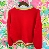 Red Rainbow Santa Button Up Cardigan