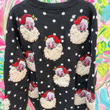 Black & White Polka Dot Scattered Santa Sweater