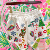 Beige Multi Christmas Icons Short