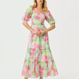 Hadly Short Sleeve Smocked Maxi Dress
