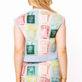 Multi Colorblock Passport Knit Button Up Tank