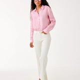 Sea View Metallic Linen Button Down