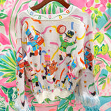 Multi Drumming Nutcracker Button Up Feather Sleeve Cardigan