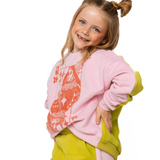 Kids Pink & Green Colorblock Orange QOS Logo Short
