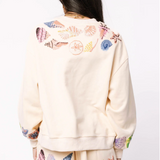 Beige Shell Trim Sweatshirt