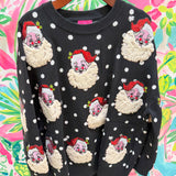 Black & White Polka Dot Scattered Santa Sweater
