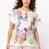 Light Blue Multi Coral & Seahorse Tee