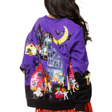 Purple Trick Or Treat Halloween Scene Sweatshirt