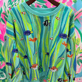 Green Multi Sequin Fish in Underwater Leaves Sweatshirt