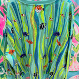 Green Multi Sequin Fish in Underwater Leaves Sweatshirt