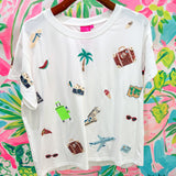 White Travel Icon Tee