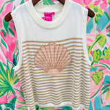 Ivory & Tan Striped Shell Knit Tank