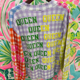 Colorblock Gingham 'Queen' All Over Cardigan