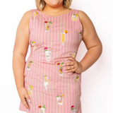 Pink Striped Cocktail Cotton Tank Dress