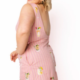 Pink Striped Cocktail Cotton Tank Dress