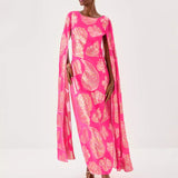 Madelyn Silk Boat Neck Maxi Caftan