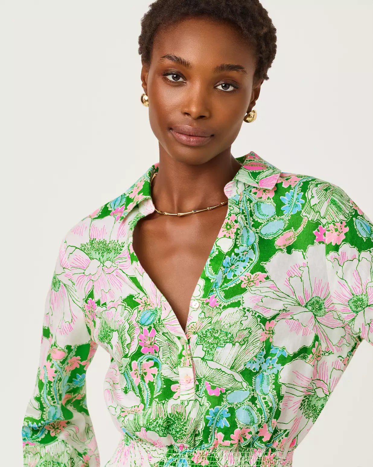 Abralynn Linen ShirtdressLILLY PULITZERThe Printed Peach Savannah