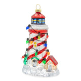 Holiday Glass Ornament – Christmas Lighthouse