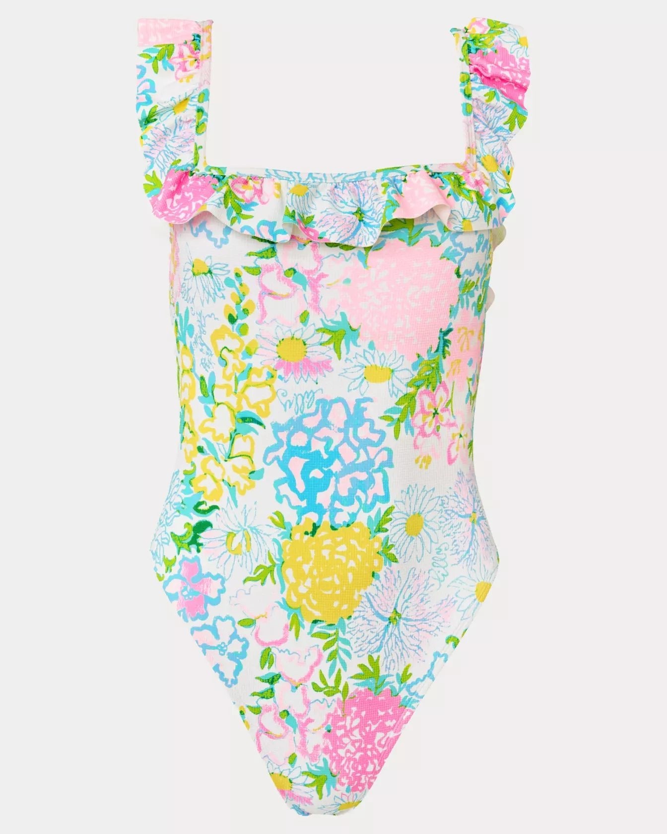 Aemma Ruffle One PieceWomen - Swim - One - Piece SwimsuitsLILLY PULITZERThe Printed Peach Savannah