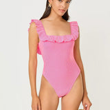 Aemma Ruffle One PieceWomen - Swim - One PieceLILLY PULITZERThe Printed Peach Savannah