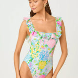 Aemma Ruffle One PieceWomen - Swim - One - Piece SwimsuitsLILLY PULITZERThe Printed Peach Savannah