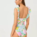 Aemma Ruffle One PieceWomen - Swim - One - Piece SwimsuitsLILLY PULITZERThe Printed Peach Savannah