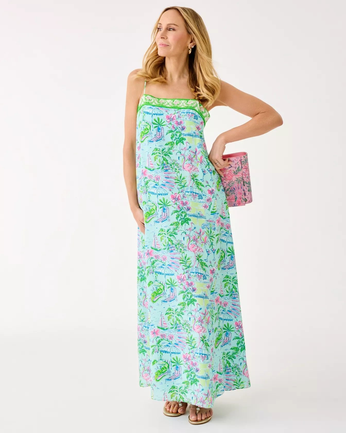 Amalfi Silk Maxi Slip DressWomen - Dresses - Swing DressesLILLY PULITZERThe Printed Peach Savannah