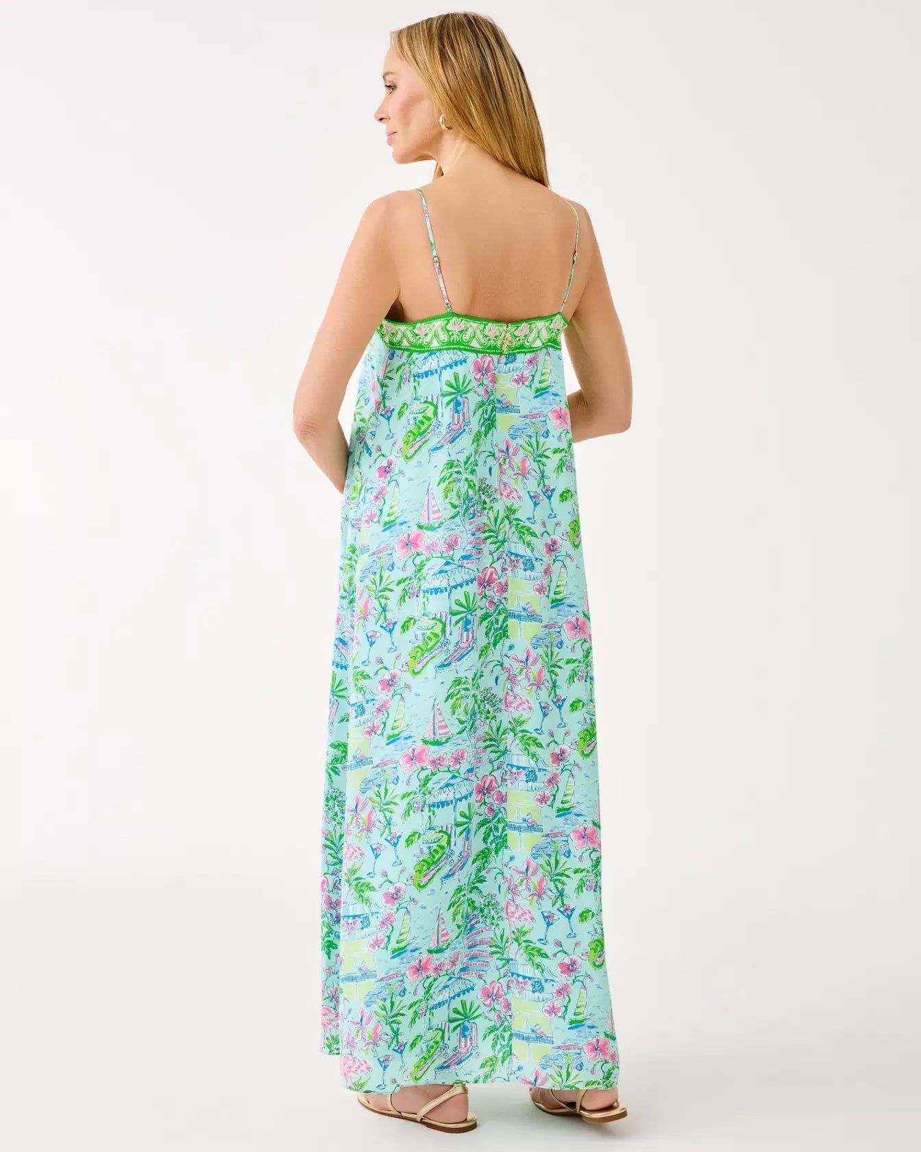 Amalfi Silk Maxi Slip DressWomen - Dresses - Swing DressesLILLY PULITZERThe Printed Peach Savannah