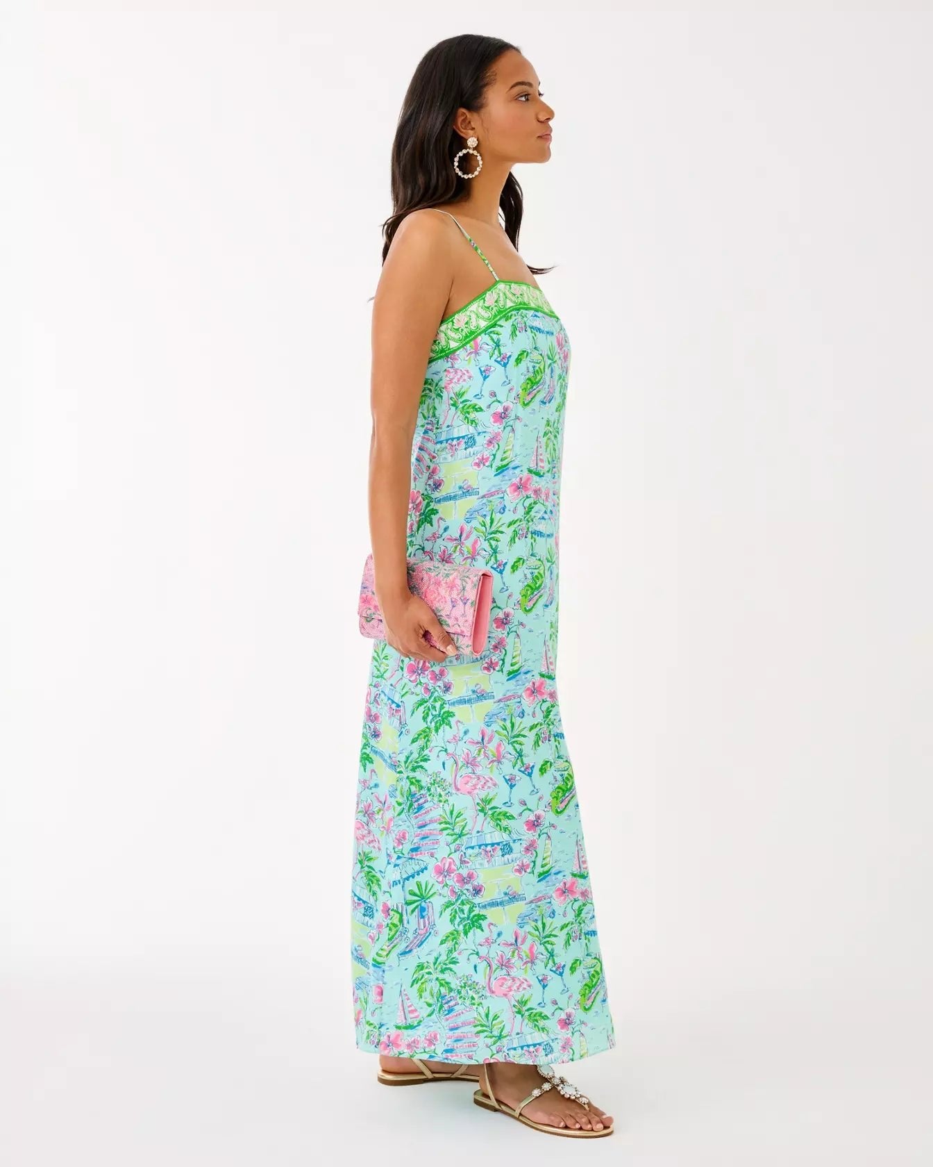Amalfi Silk Maxi Slip DressWomen - Dresses - Swing DressesLILLY PULITZERThe Printed Peach Savannah