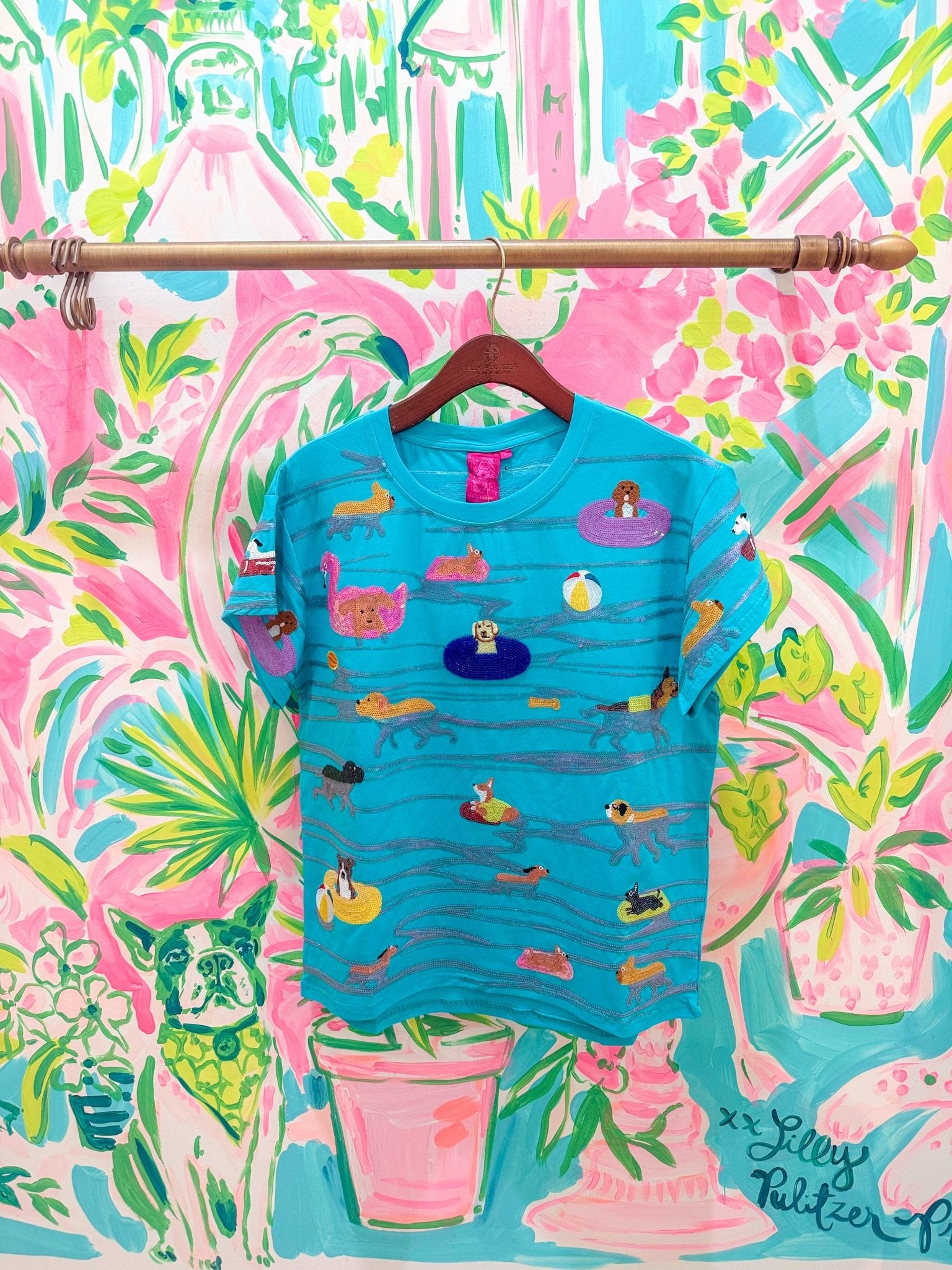 Aqua Dogs on Tubes Swimming TeeQueen of SparklesThe Printed Peach Savannah