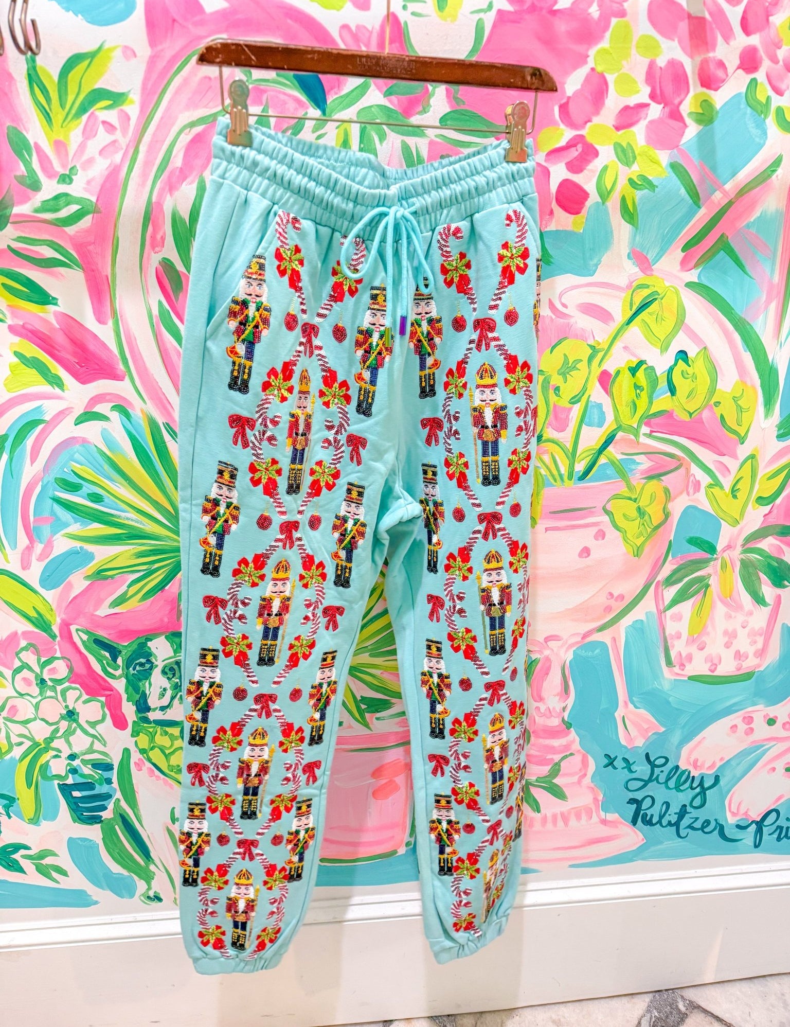 Aqua Gingerbread & Candy Cane Sweat PantQueen of SparklesThe Printed Peach Savannah