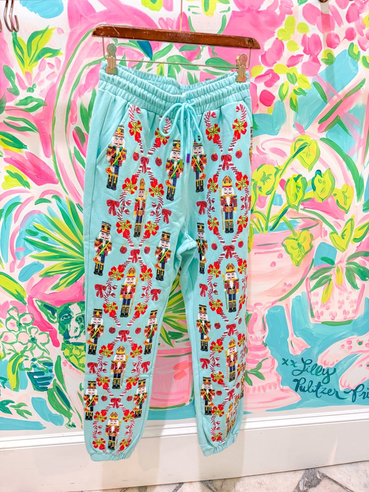 Aqua Gingerbread & Candy Cane Sweat PantQueen of SparklesThe Printed Peach Savannah