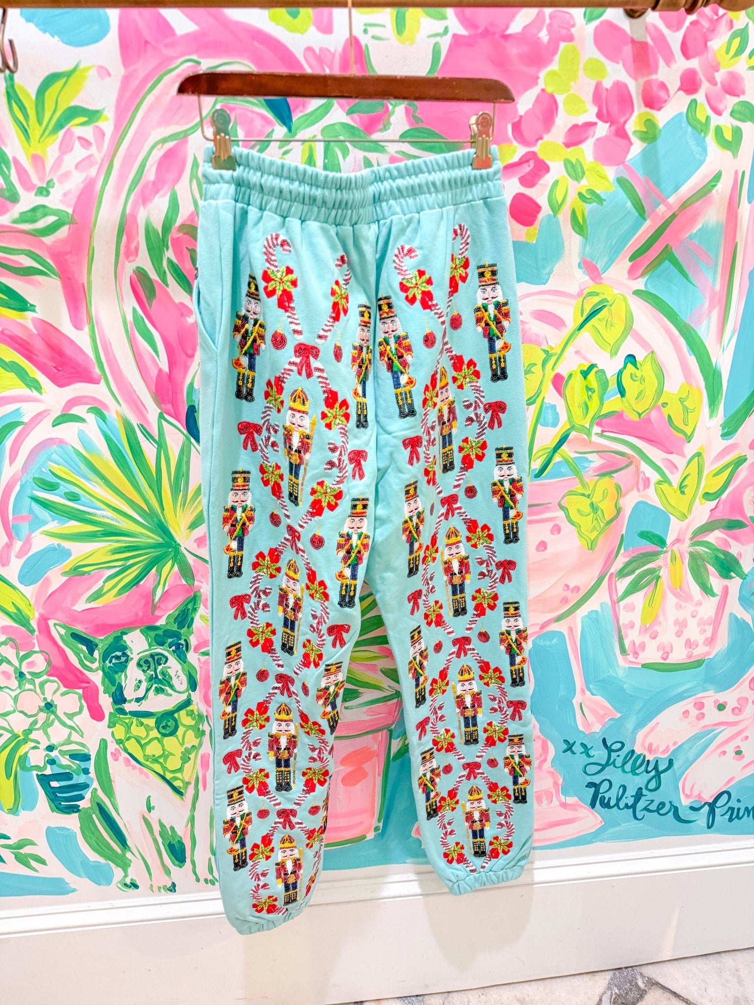 Aqua Gingerbread & Candy Cane Sweat PantQueen of SparklesThe Printed Peach Savannah