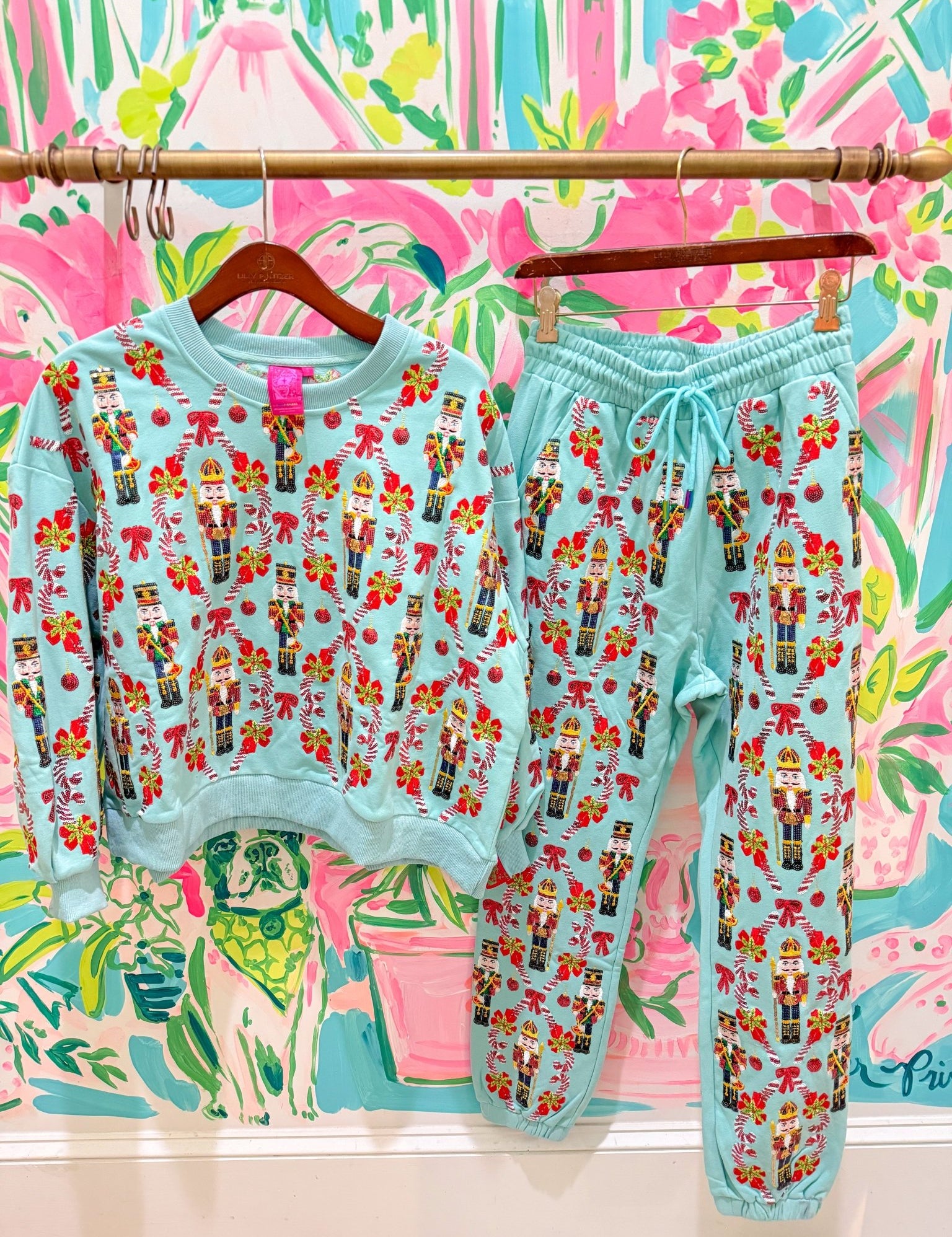 Aqua Gingerbread & Candy Cane Sweat PantQueen of SparklesThe Printed Peach Savannah