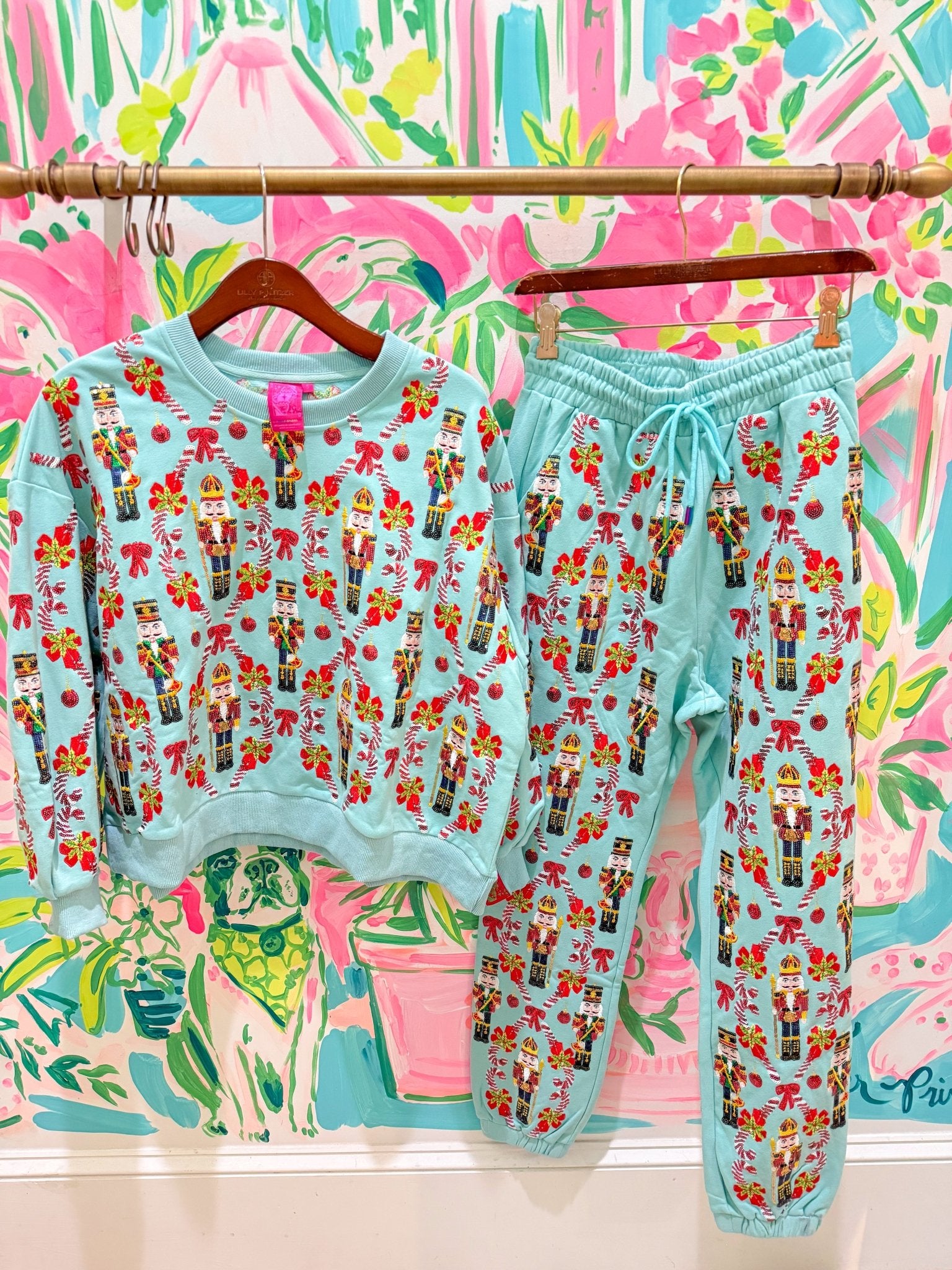 Aqua Gingerbread & Candy Cane Sweat PantQueen of SparklesThe Printed Peach Savannah