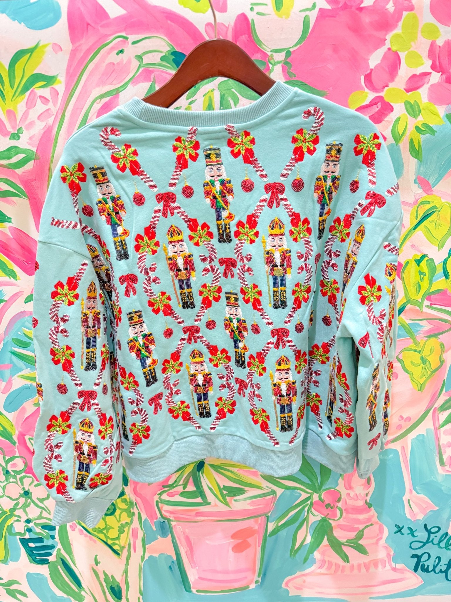Aqua Gingerbread & Candy Cane SweatshirtQueen of SparklesThe Printed Peach Savannah